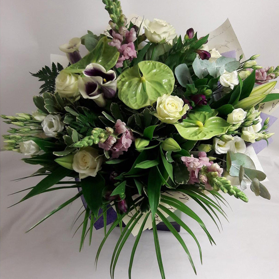Mix anthurium and roses bouquet